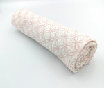 Load image into Gallery viewer, Organic Muslin Swaddle L&amp;M Motif Print-White/Pink-One Size
