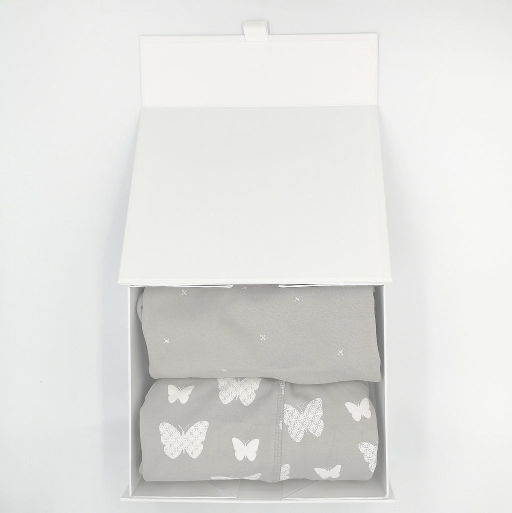 Soft Grey Leggings and Long Sleeve Tshirt Butterfly Print Set