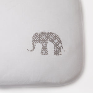 Organic Jersey Cot Sheet Grey Elephant