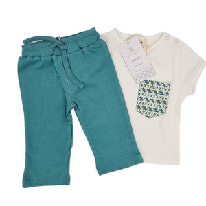 Mini L&M Teal Pyjamas - Short & Tshirt Set