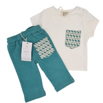 Load image into Gallery viewer, Mini L&amp;M Teal Pyjamas - Short &amp; Tshirt Set
