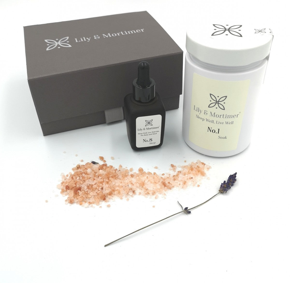 Relax and Revive Gift Set - No.1 Soak - Relaxing Organic Bath Salts (300grams) & No. 8 Sleep Oil (30ml)